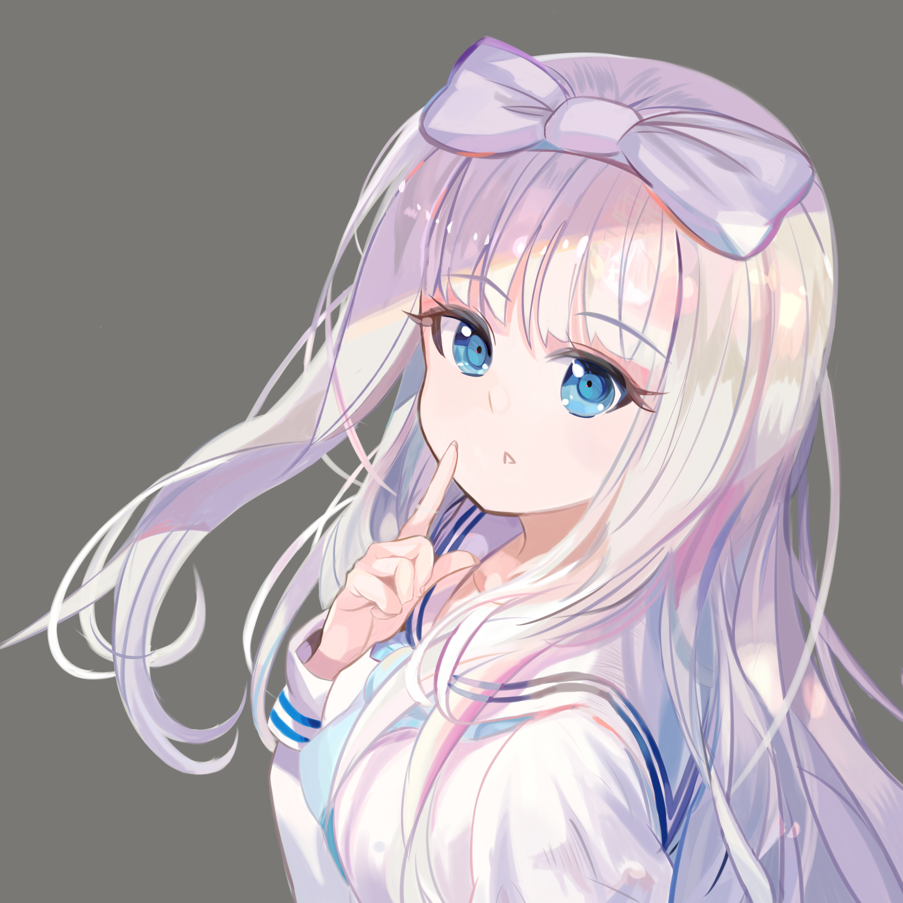白毛浮绿水少女头像