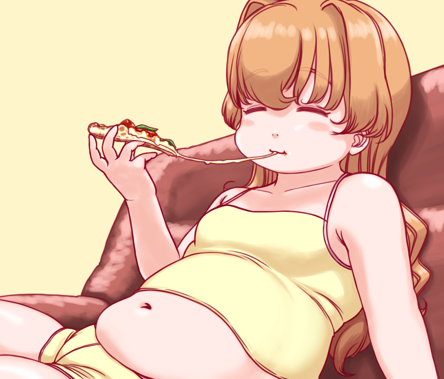 Anepizza-senpai eating pizza.插画图片壁纸 Anepizza-senpai eating pizza.插画图片壁纸