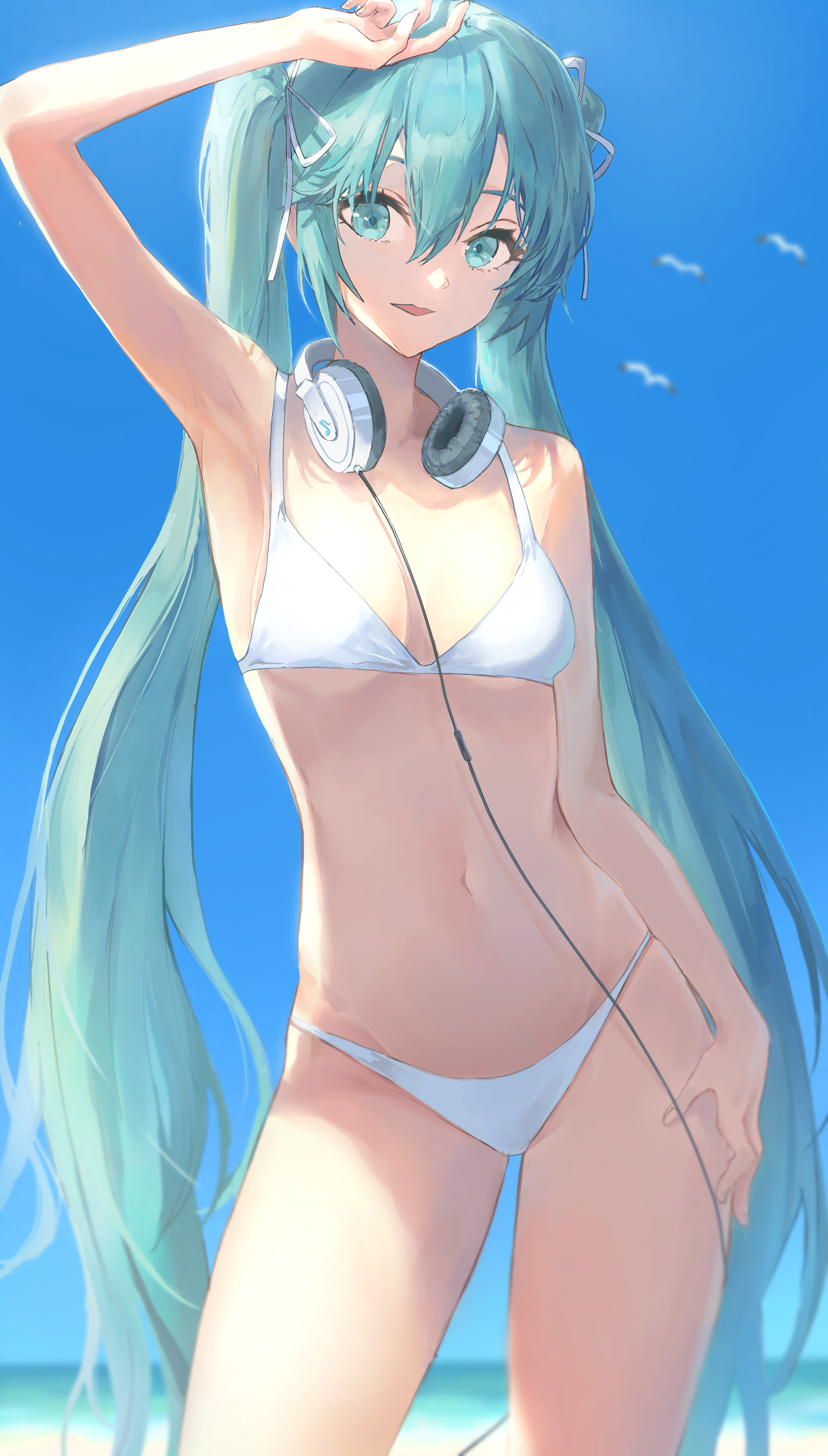 summer miku初音未来女孩子泳装腋露脐vocaloid-触