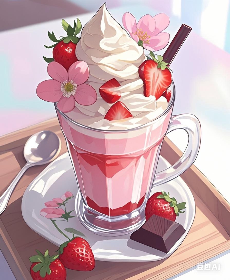 草莓奶昔🍓插画图片壁纸 草莓奶昔🍓插画图片壁纸