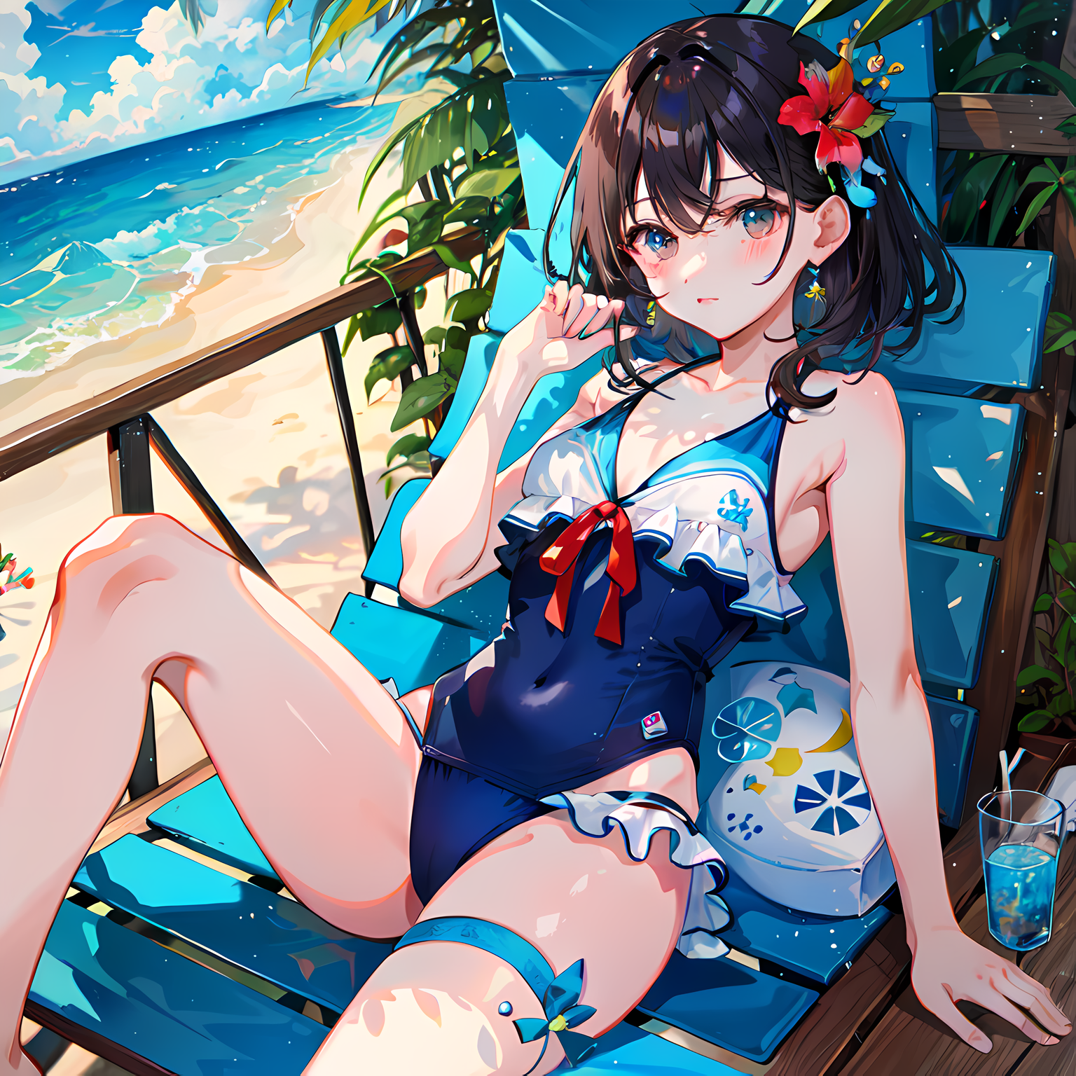 热带满满的海滩元素插画图片壁纸 热带满满的海滩元素插画图片壁纸