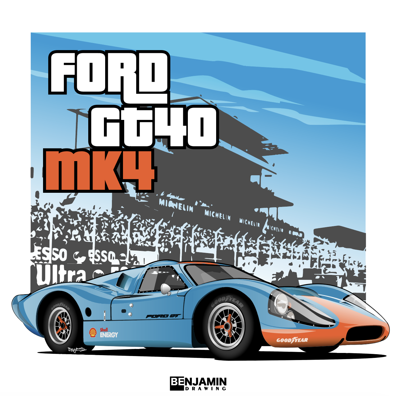福特 GT40 MK4插画图片壁纸 福特 GT40 MK4插画图片壁纸