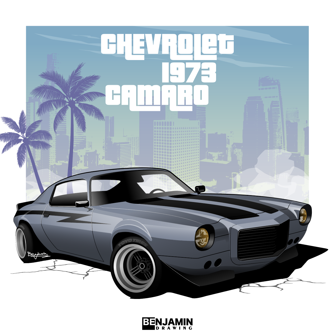GTA风格 复古跑车插画一组插画图片壁纸 GTA风格 复古跑车插画一组插画图片壁纸