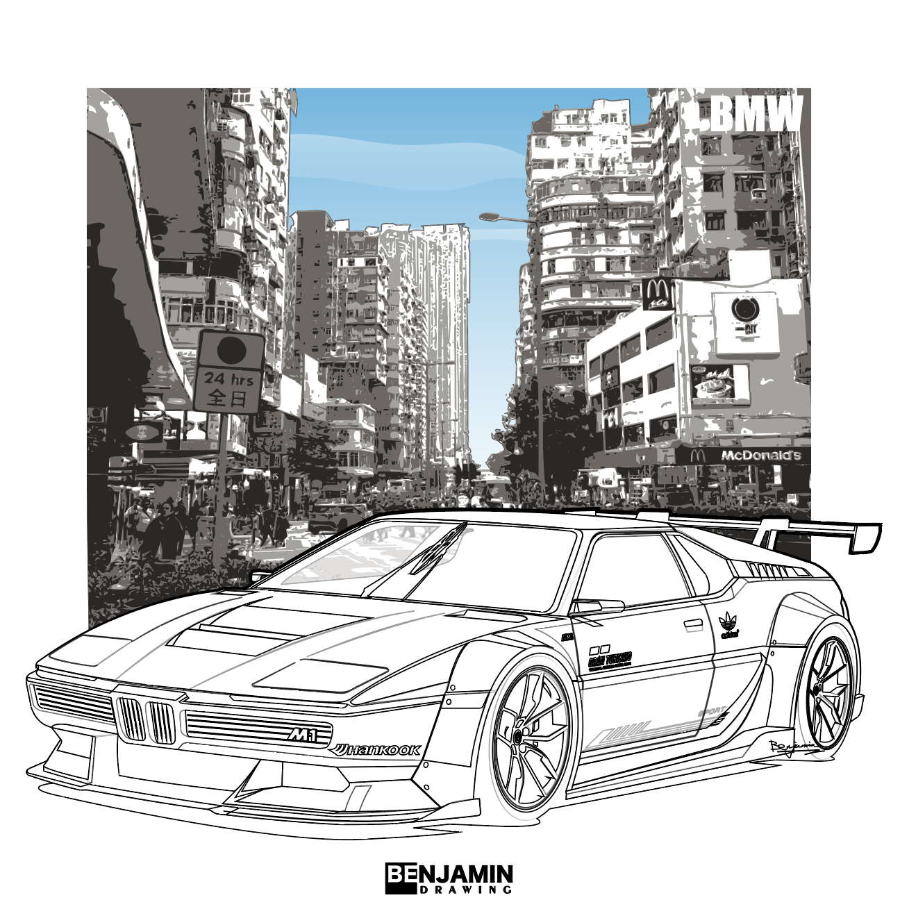 BMW 宝马 M1宽体低趴版插画图片壁纸 BMW 宝马 M1宽体低趴版插画图片壁纸