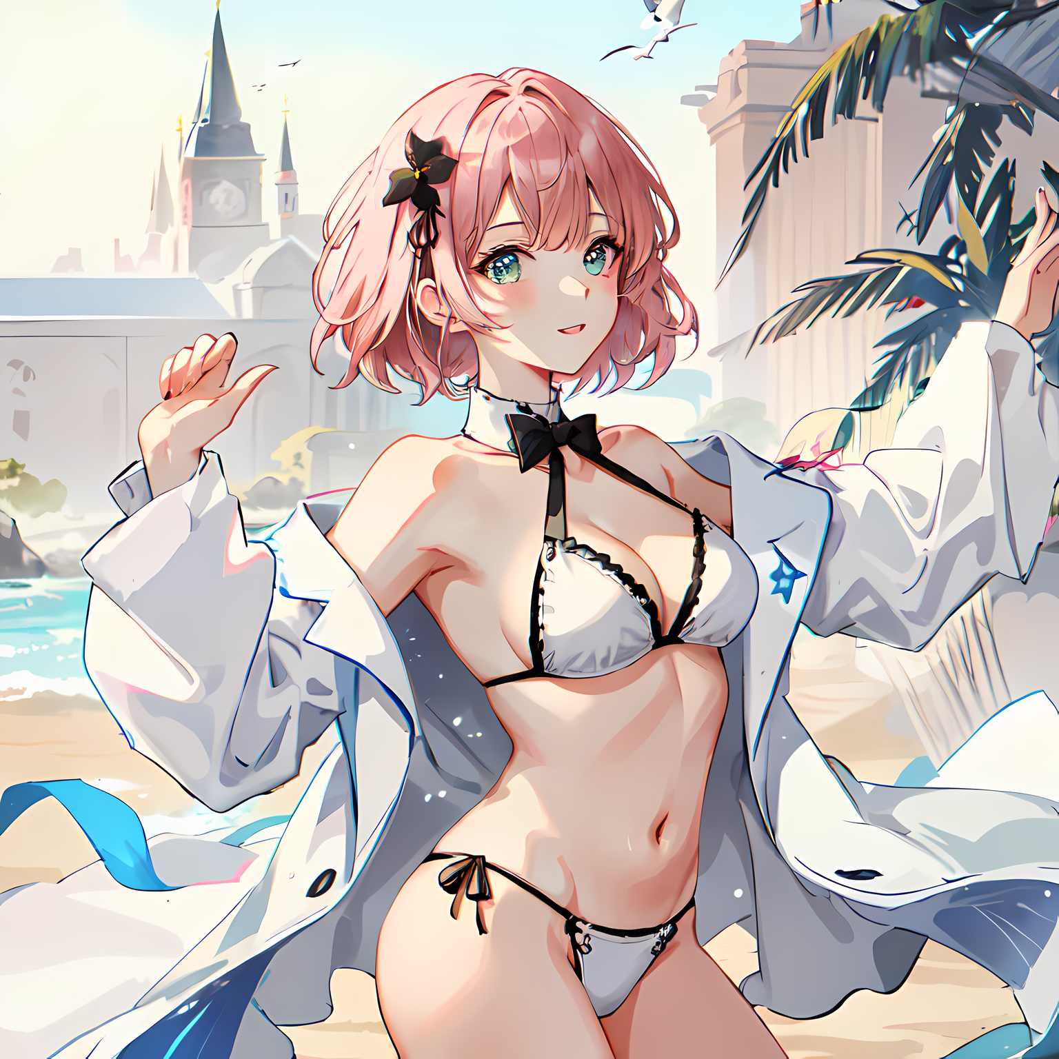 海滩比基尼👙美女插画图片壁纸 海滩比基尼👙美女插画图片壁纸