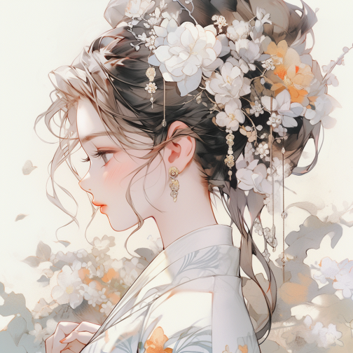 繁花中你的侧面插画图片壁纸 繁花中你的侧面插画图片壁纸