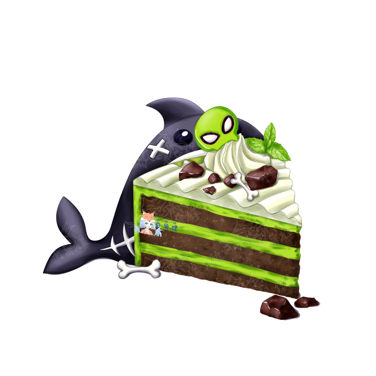 小鲨鱼薄荷巧克力蛋糕~~客单展示~插画图片壁纸 小鲨鱼薄荷巧克力蛋糕~~客单展示~插画图片壁纸
