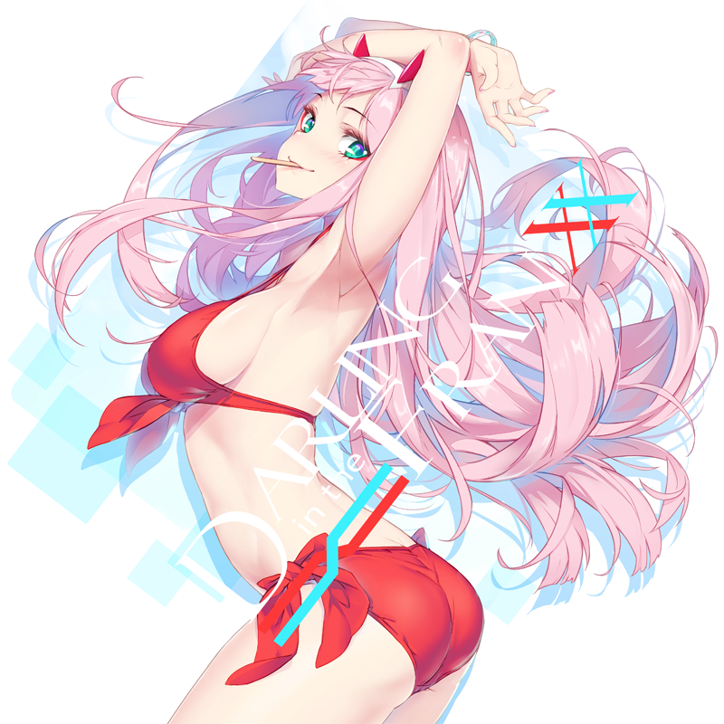 粉发红衣大长腿,02的身材实在是太辣了!!|《DARLING in the FRANXX》02美图合辑