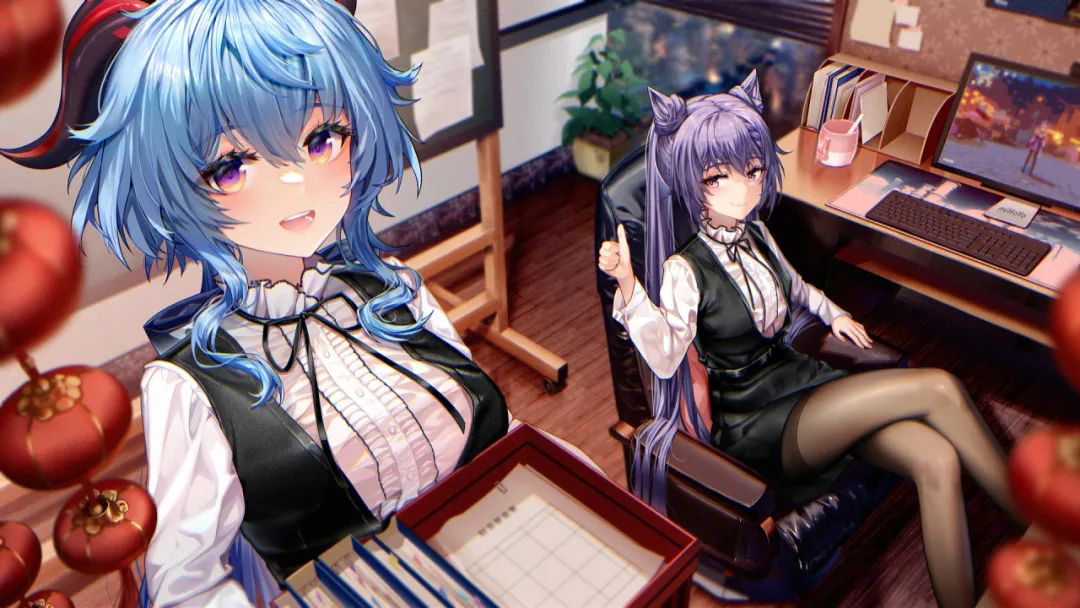 【原神百合美图】甘雨X刻晴:表面是管理璃月的好搭档,背地里两人却在偷偷干这种事…