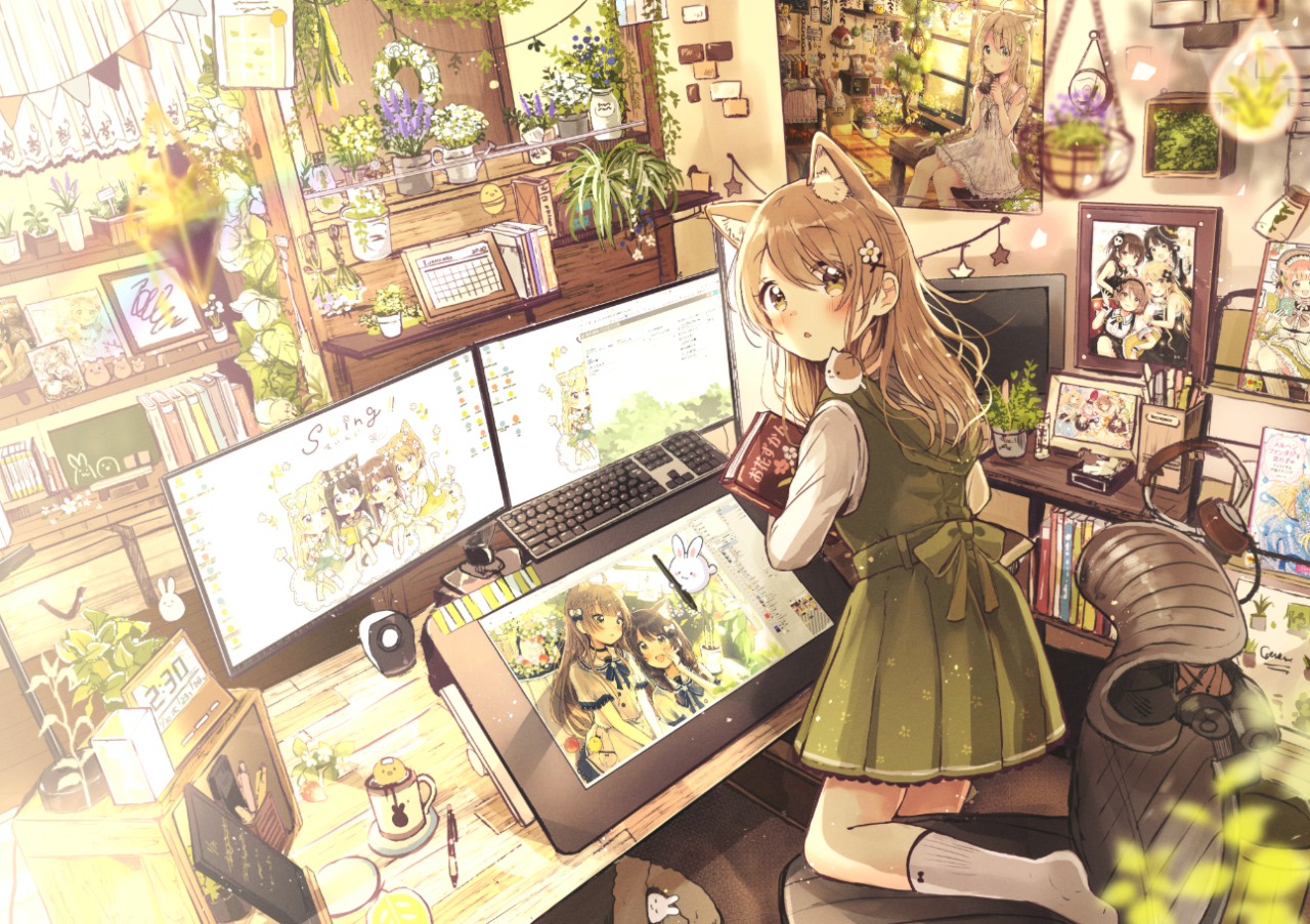 已经完全沉浸在自己的艺术里,甚至不知天地为何物 | 画画女孩美图