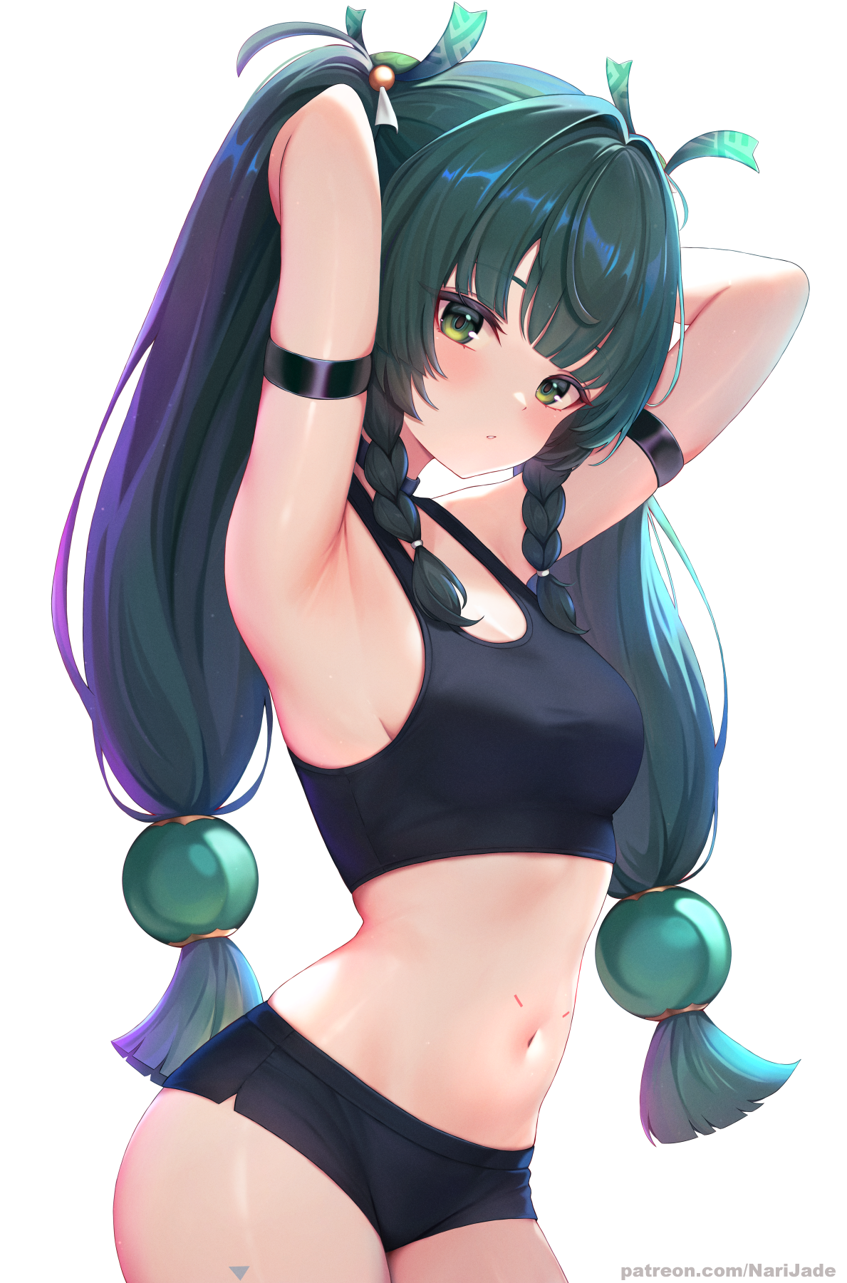 绝区零青衣美图:“无袖露脐装+超短裤”的双马尾女孩,小小一只真可爱!