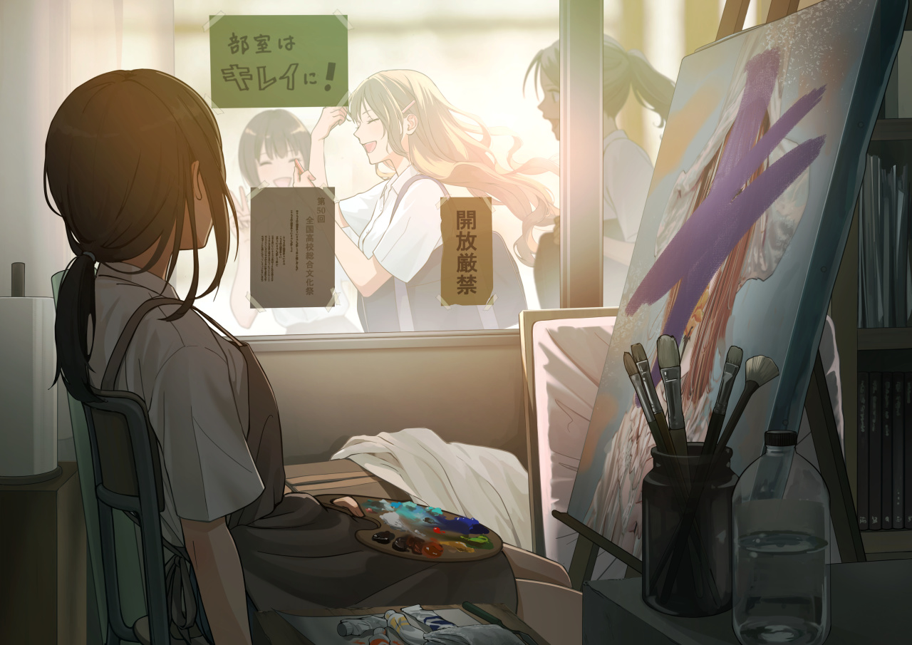 已经完全沉浸在自己的艺术里,甚至不知天地为何物 | 画画女孩美图