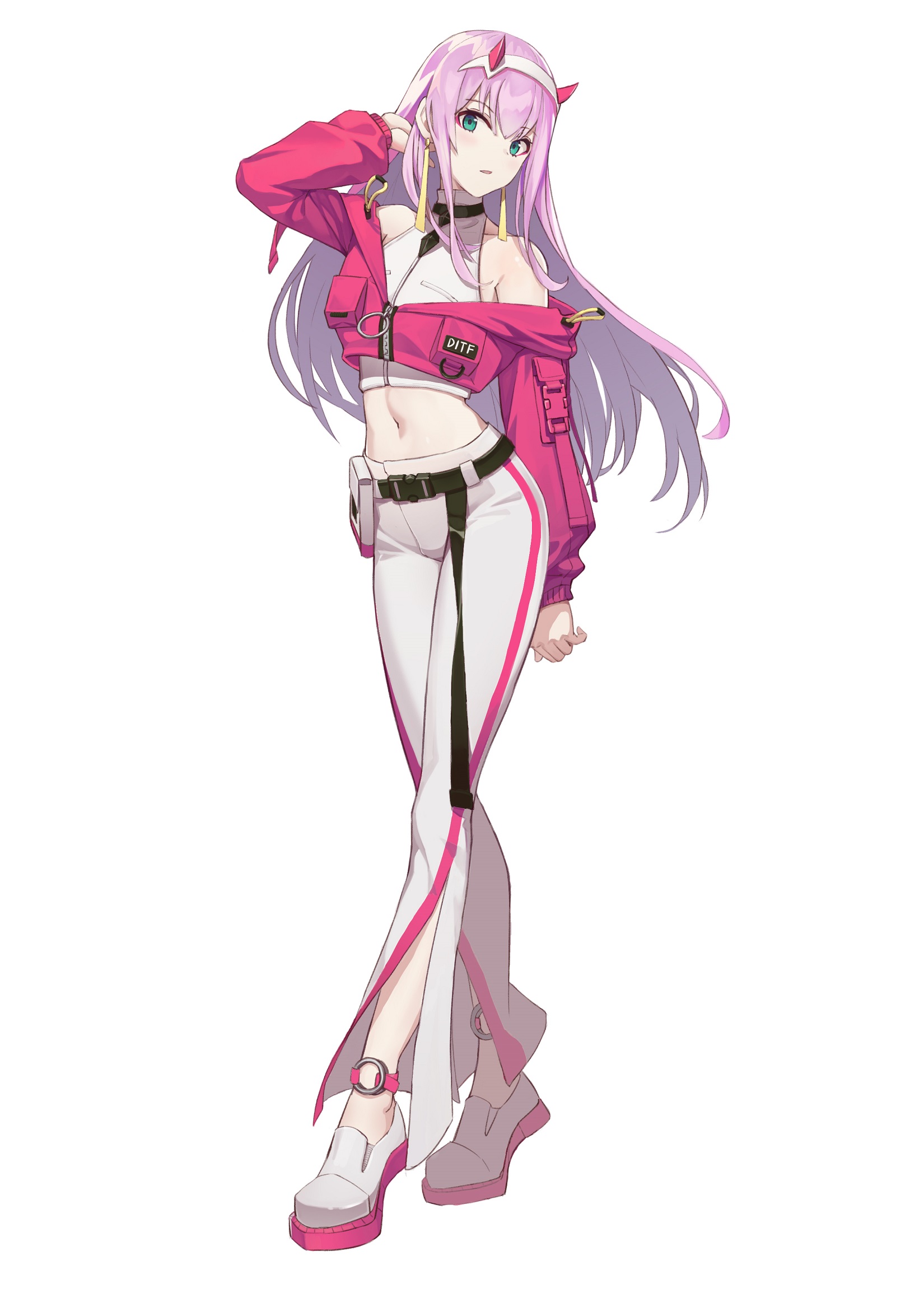 粉发红衣大长腿,02的身材实在是太辣了!!|《DARLING in the FRANXX》02美图合辑