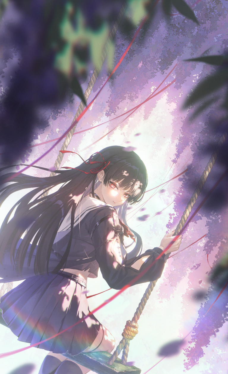 荡秋千女孩美图:不可以在室内荡秋千!