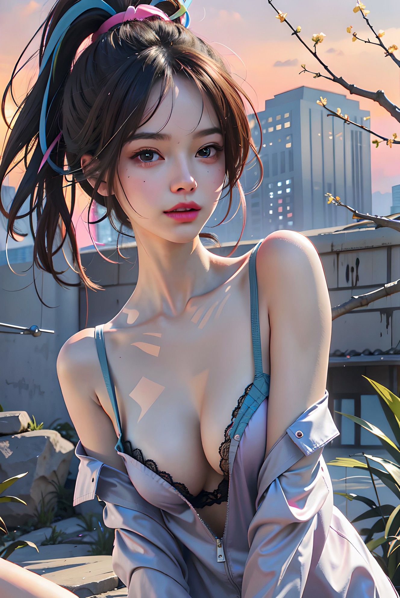 城市美少女插画图片壁纸 城市美少女插画图片壁纸