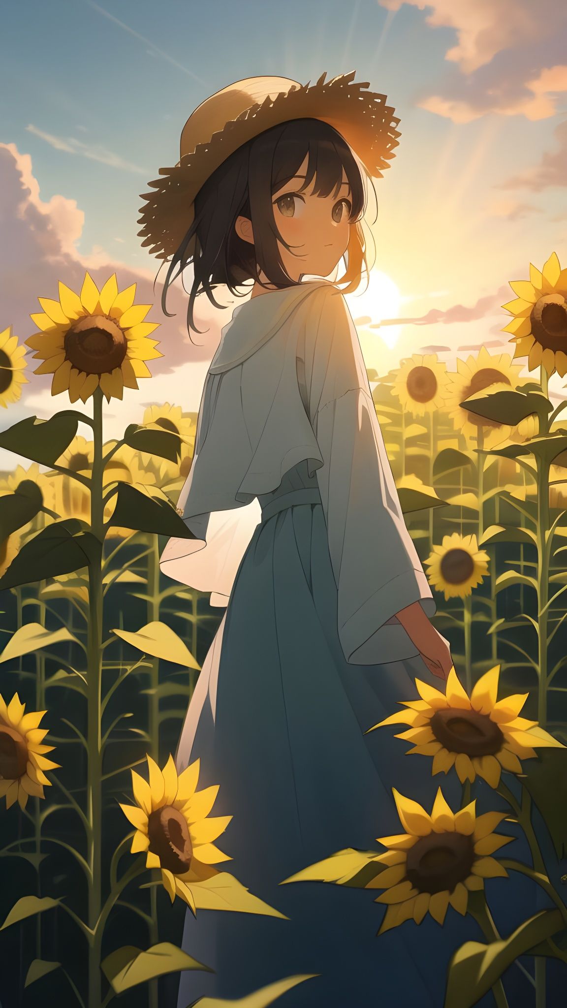向日葵和夕阳-夕阳壁纸