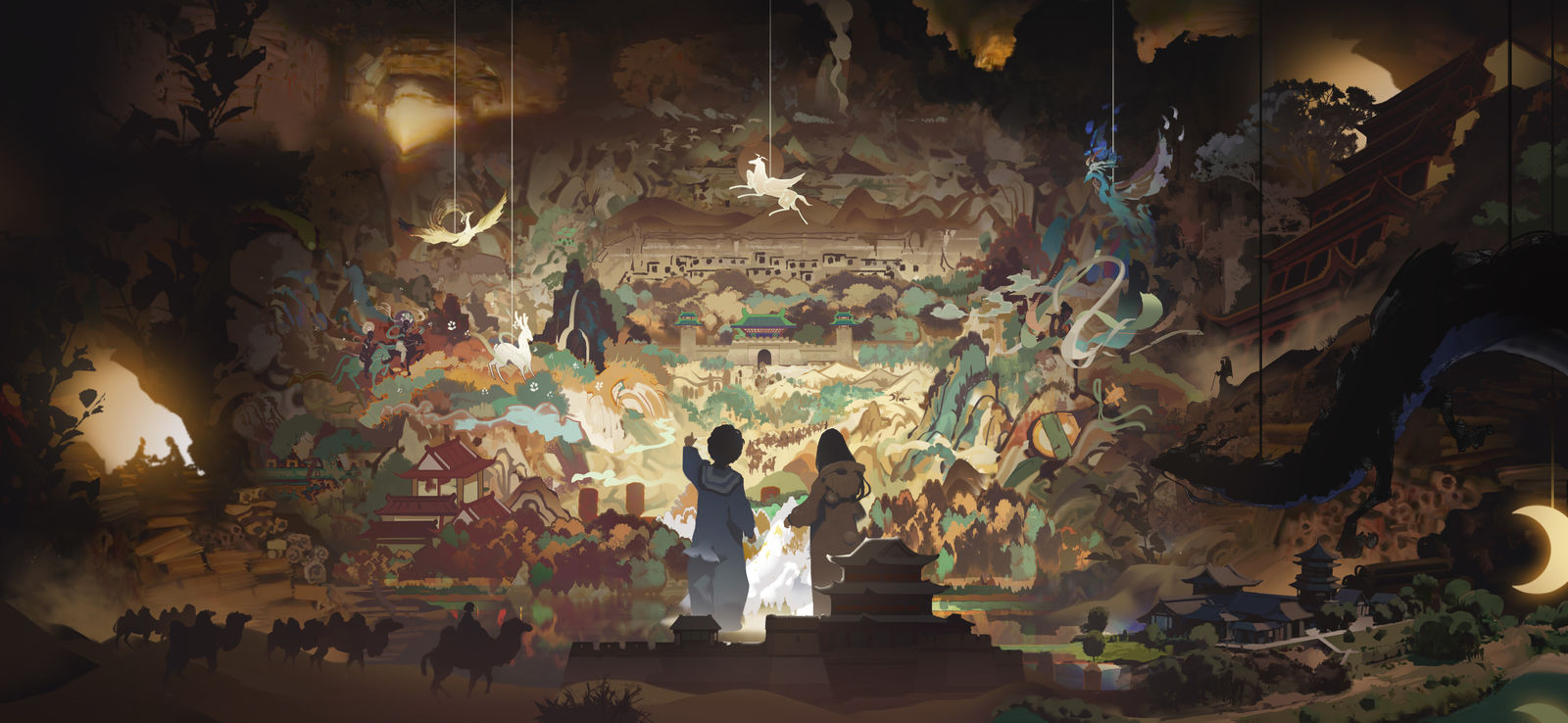 《 敦 煌 奇 妙 夜 》插画图片壁纸 《 敦 煌 奇 妙 夜 》插画图片壁纸