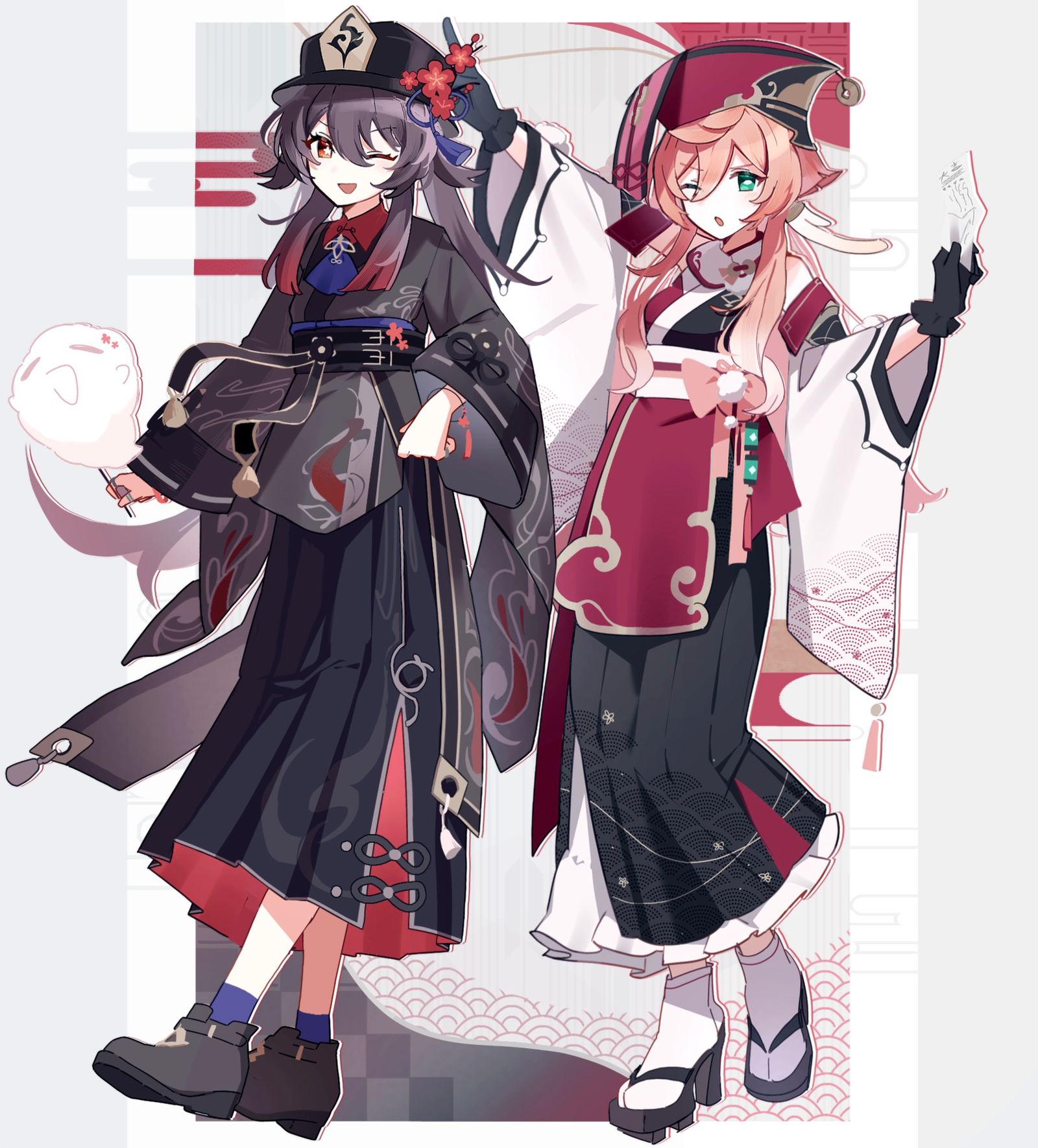 胡桃与烟绯插画图片壁纸 胡桃与烟绯插画图片壁纸