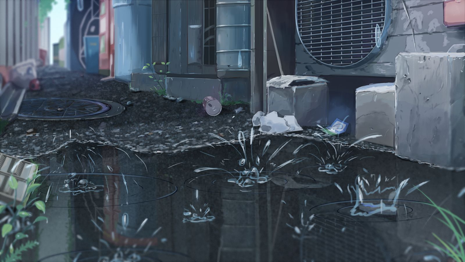 雨中小巷!!插画图片壁纸 雨中小巷!!插画图片壁纸