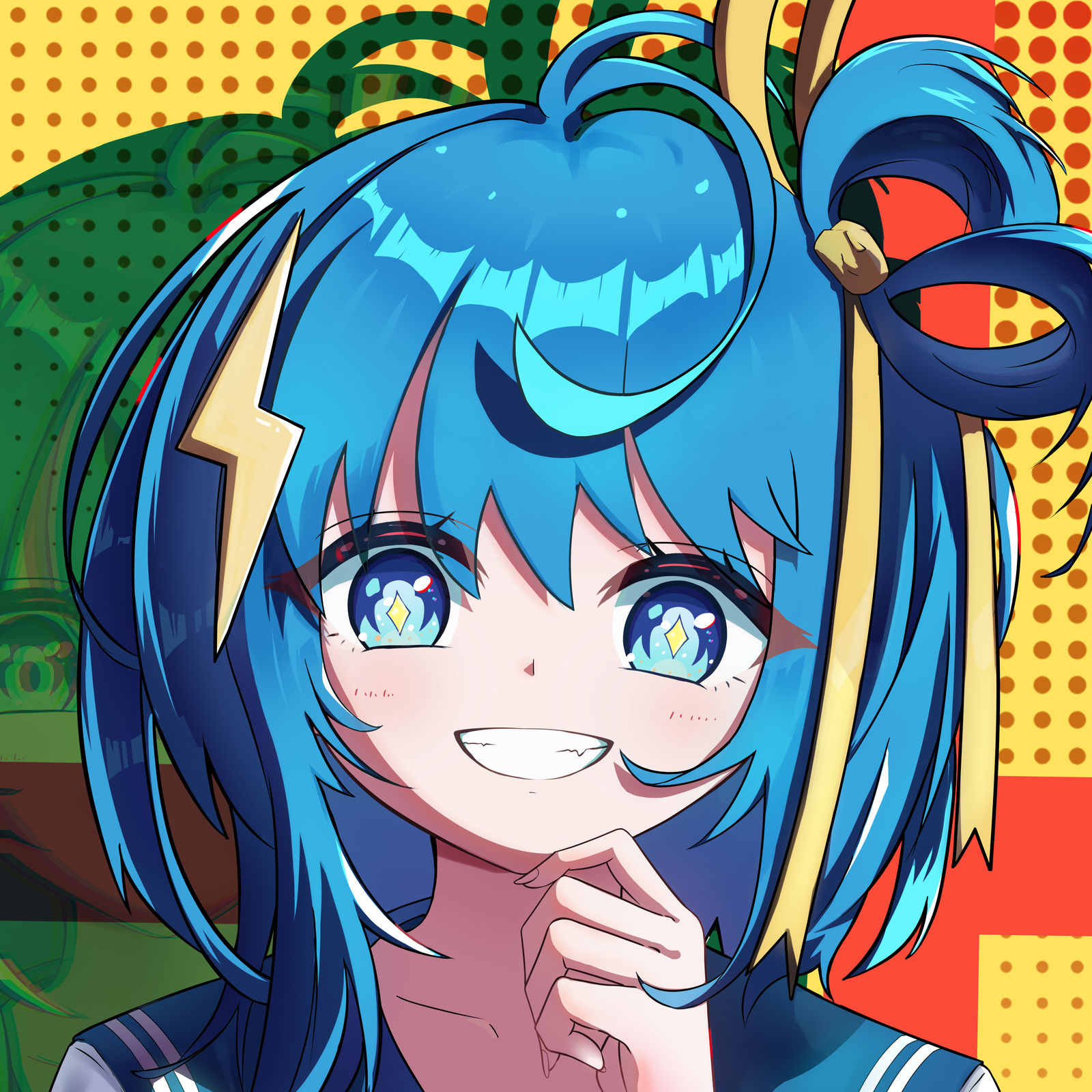蓝发少女头像插画图片壁纸 蓝发少女头像插画图片壁纸