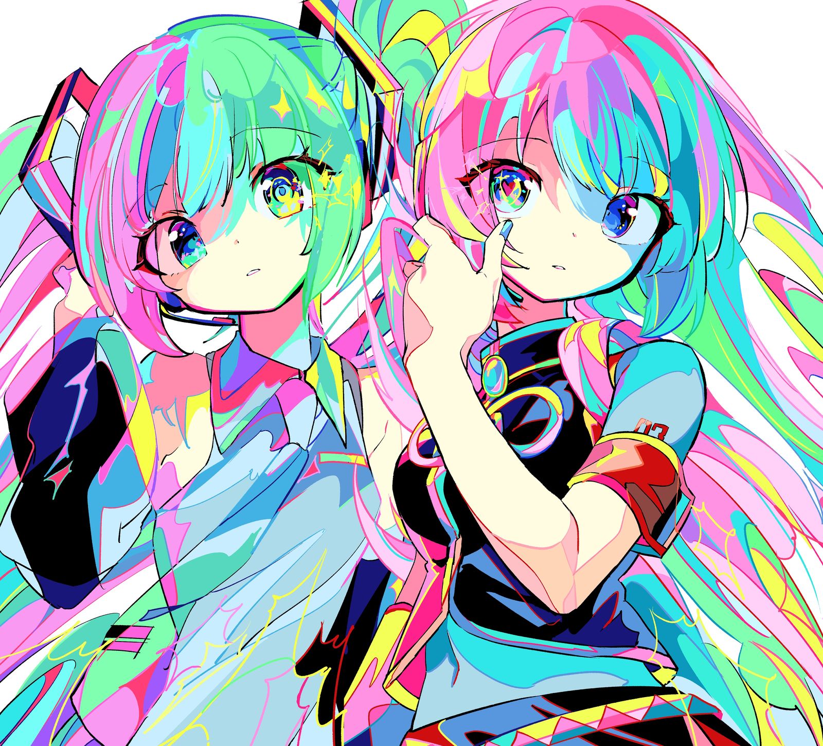 ミク&ルカ插画图片壁纸 ミク&ルカ插画图片壁纸
