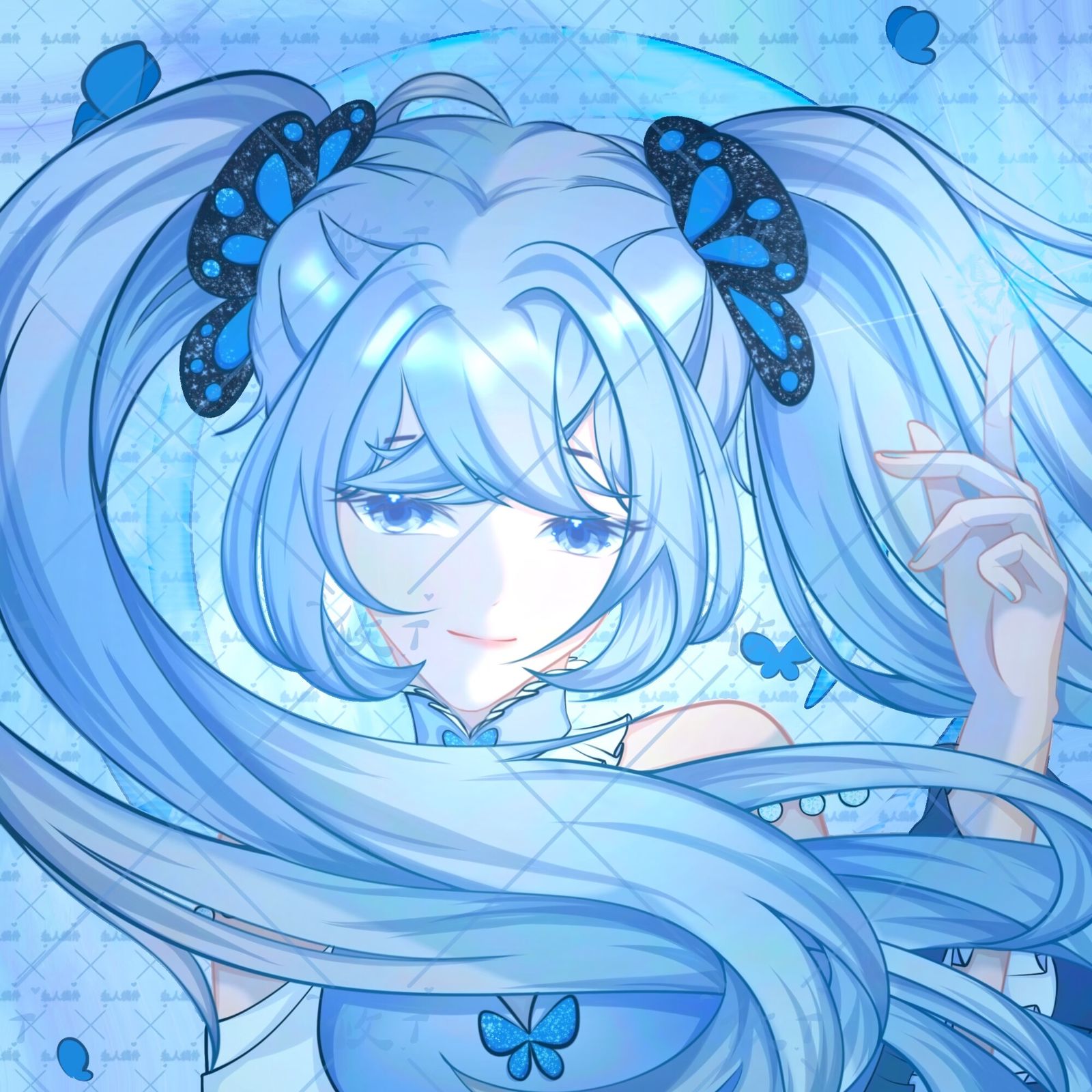 蝴蝶双马尾的星浪插画图片壁纸 蝴蝶双马尾的星浪插画图片壁纸