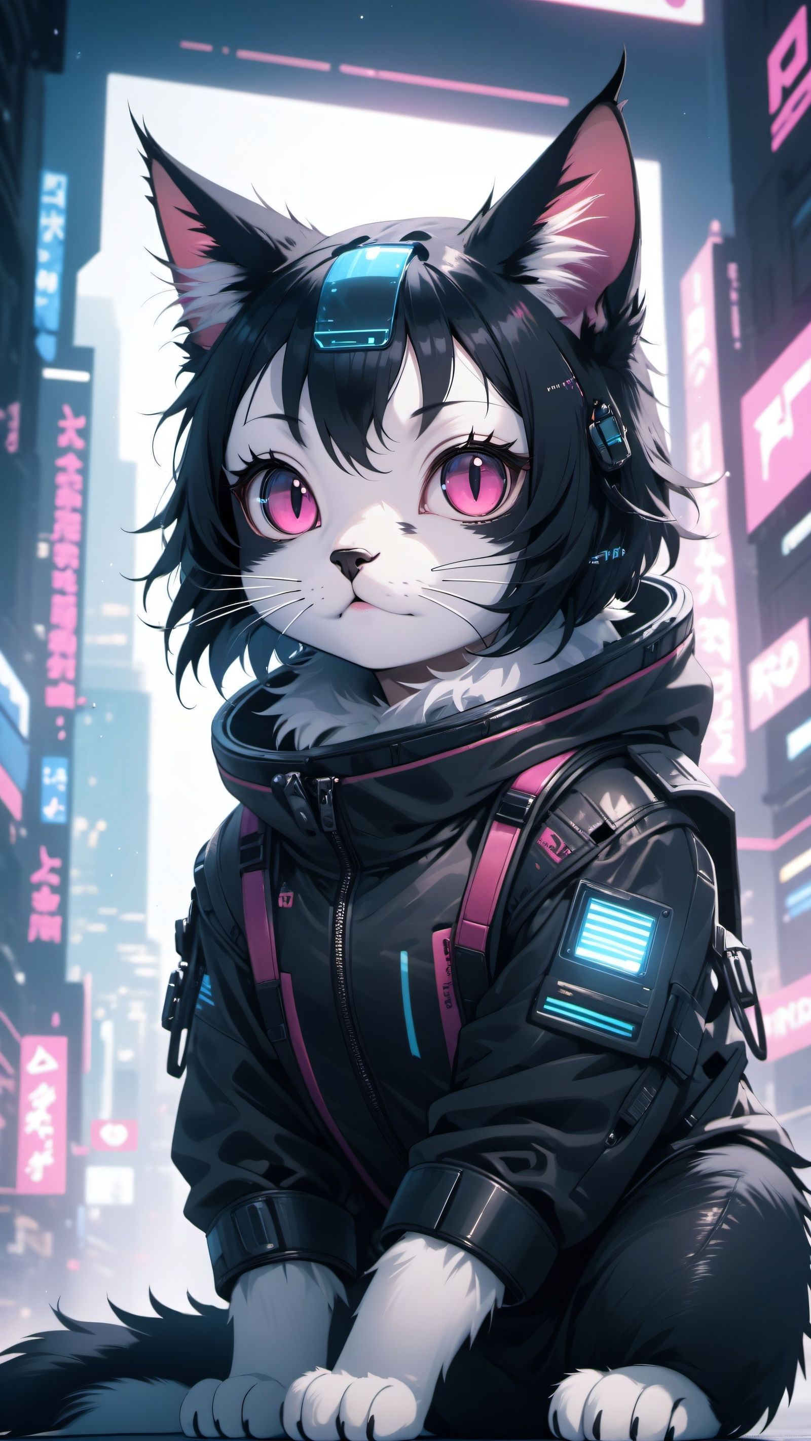赛博朋克猫插画图片壁纸 赛博朋克猫插画图片壁纸