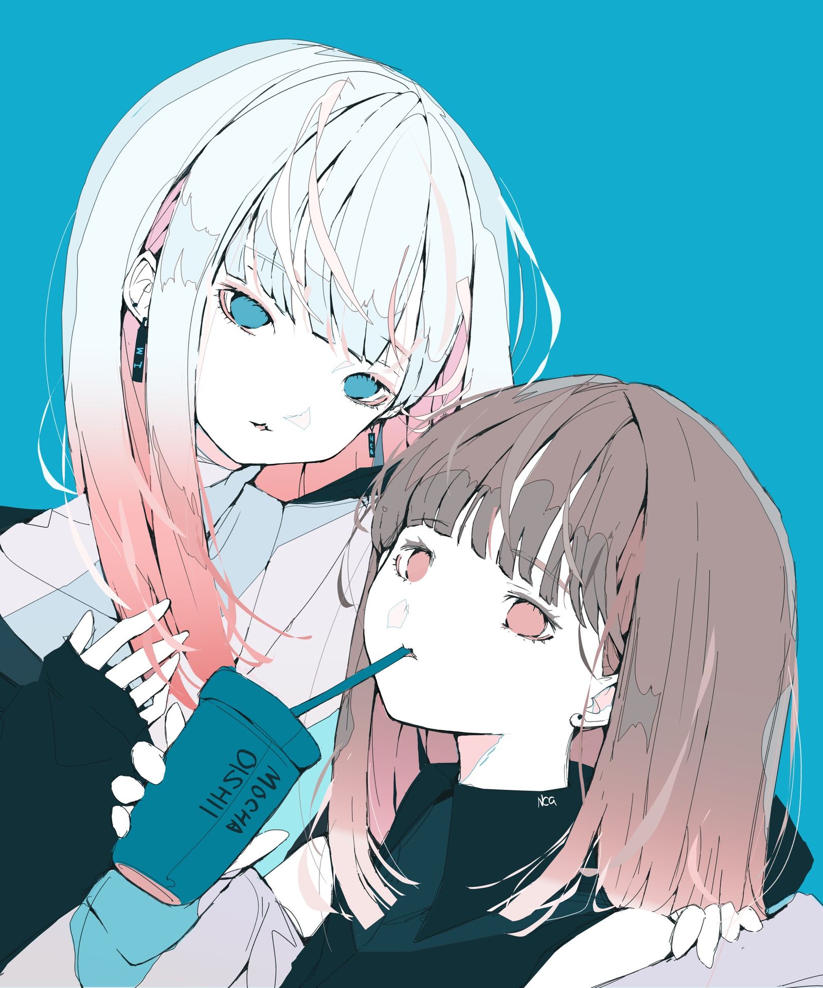 冬の髪色いちごミルクとカフェモカ。插画图片壁纸 冬の髪色いちごミルクとカフェモカ。插画图片壁纸
