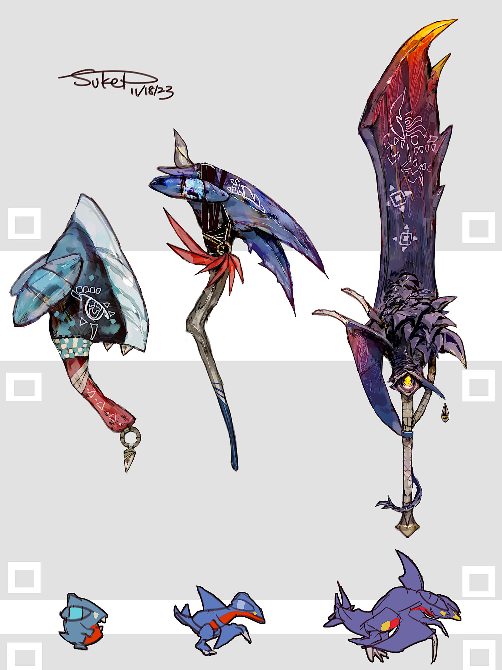 ガブリアス・メガガブリアスモチーフの武器(ポケモン)插画图片壁纸 ガブリアス・メガガブリアスモチーフの武器(ポケモン)插画图片壁纸