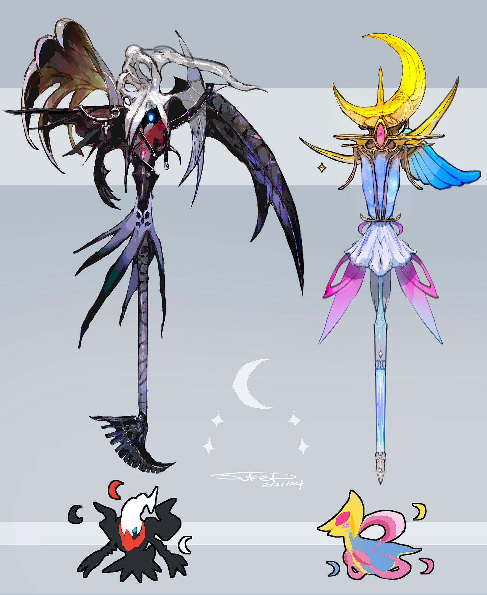 ダークライ・クレセリアモチーフの武器(ポケモン)插画图片壁纸 ダークライ・クレセリアモチーフの武器(ポケモン)插画图片壁纸