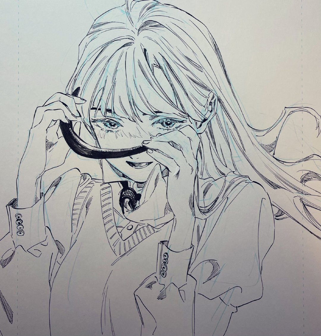 小姐姐干净线稿,临摹走一波,twi:yozudami 插画图片壁纸