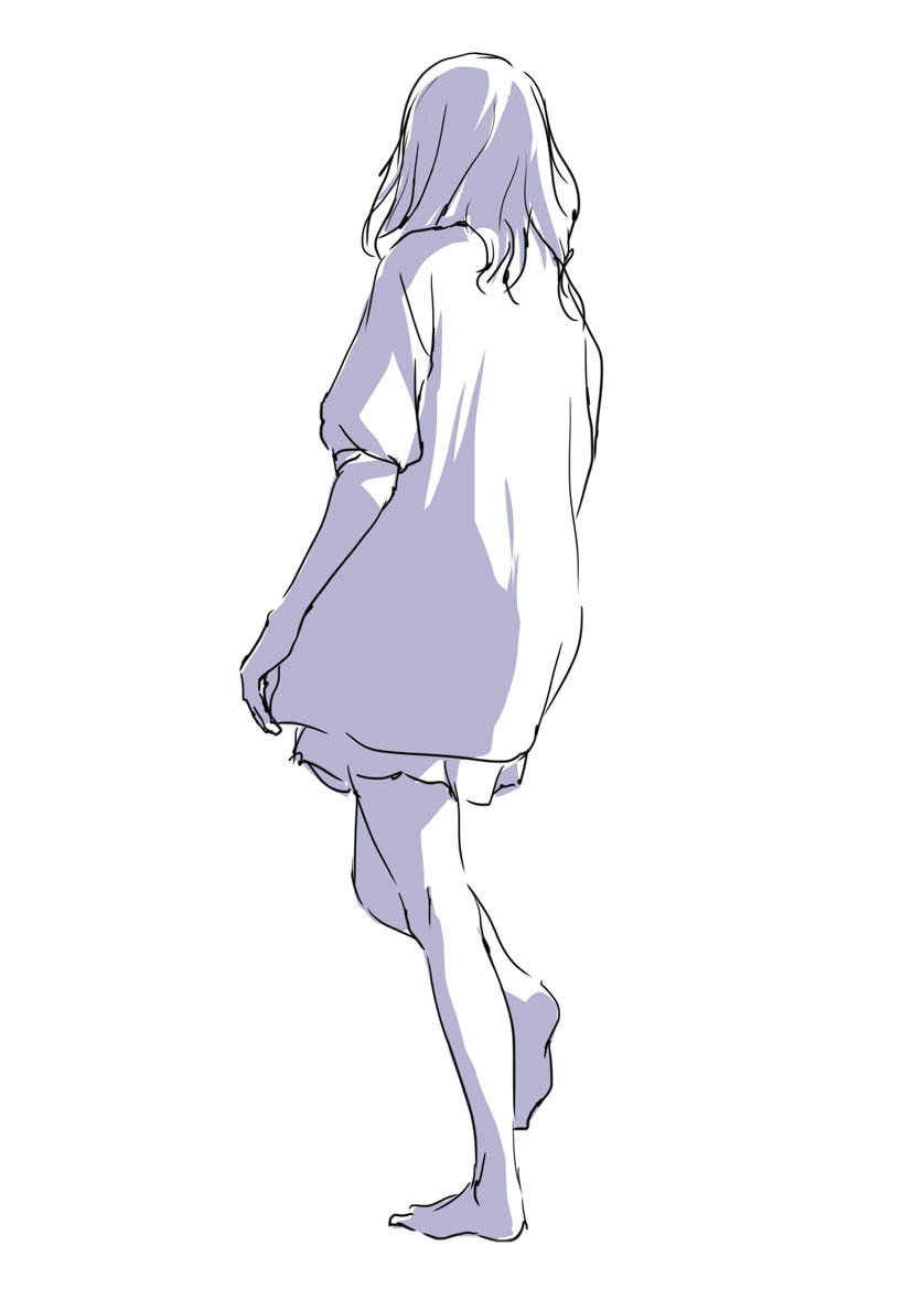 女生背影绘制参考学画画画师toshi