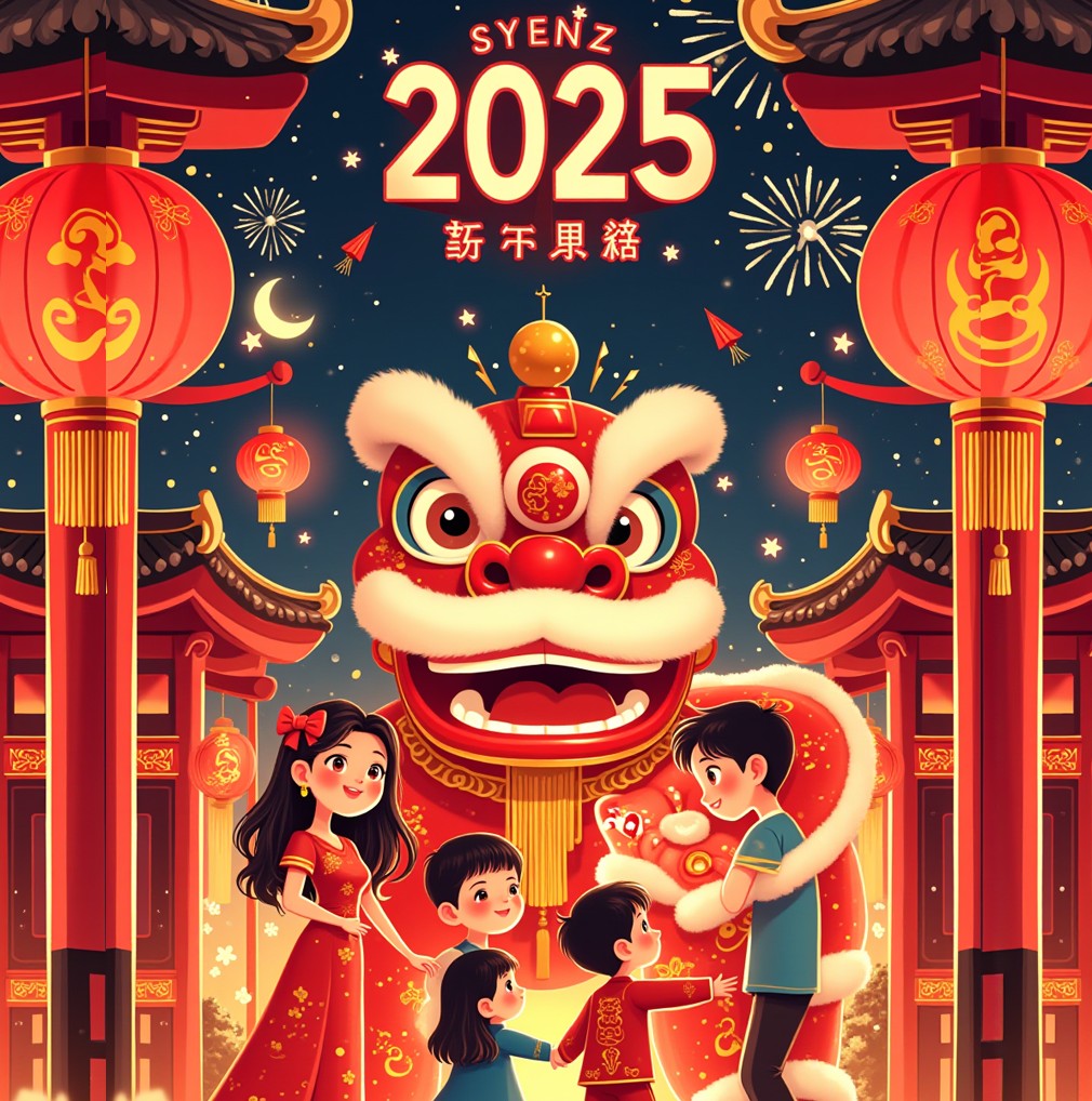 蛇年新春插画海报