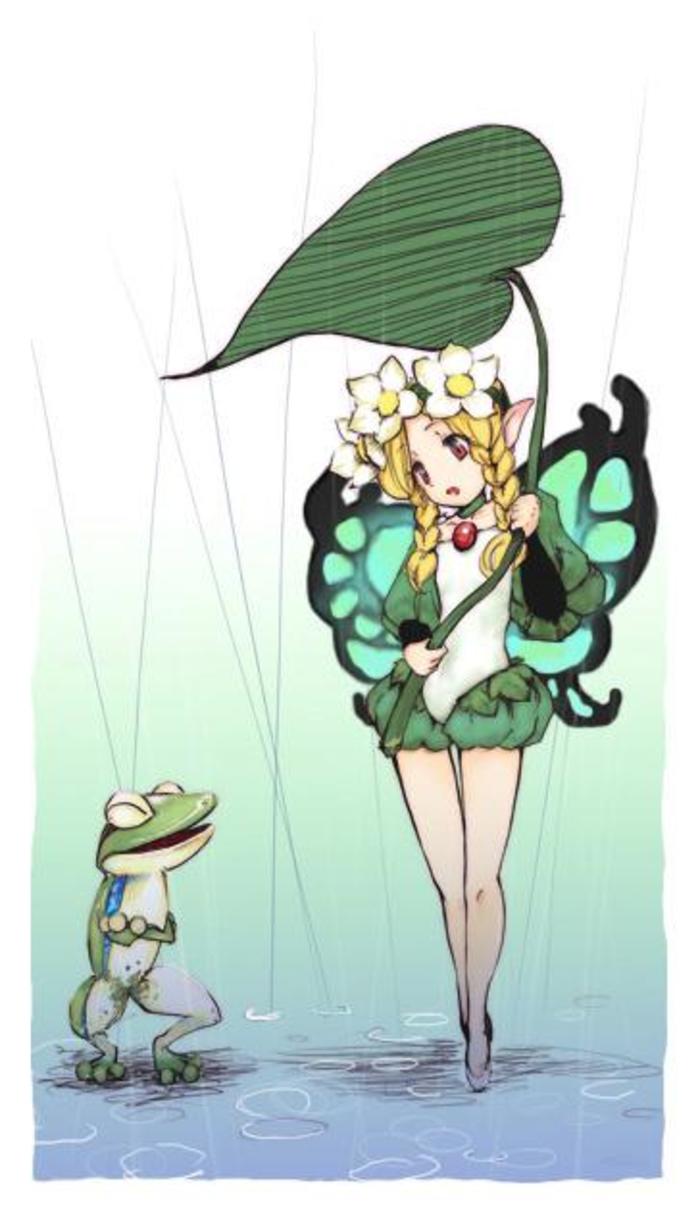 梅雨、青蛙、奔驰插画图片壁纸