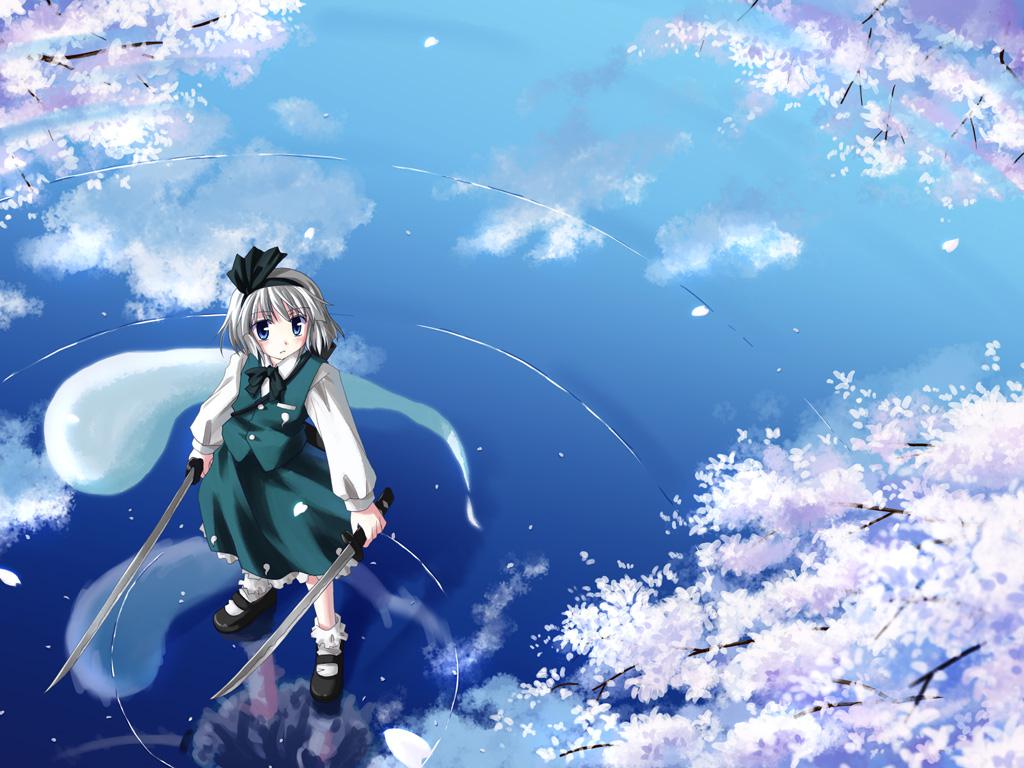水面的妖梦插画图片壁纸