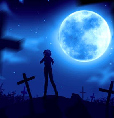 The Moon And Graves插画图片壁纸