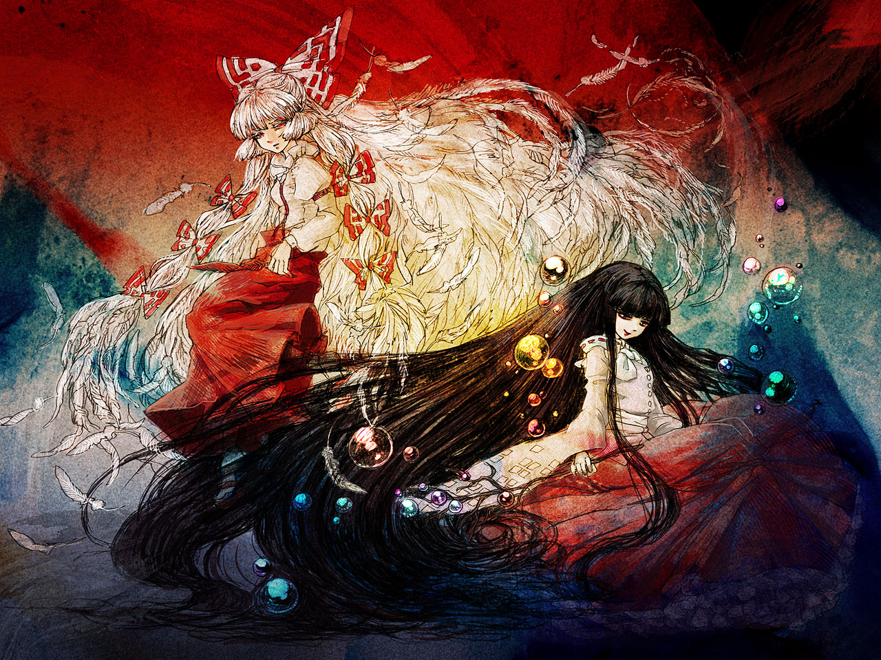 辉夜与妹红插画图片壁纸