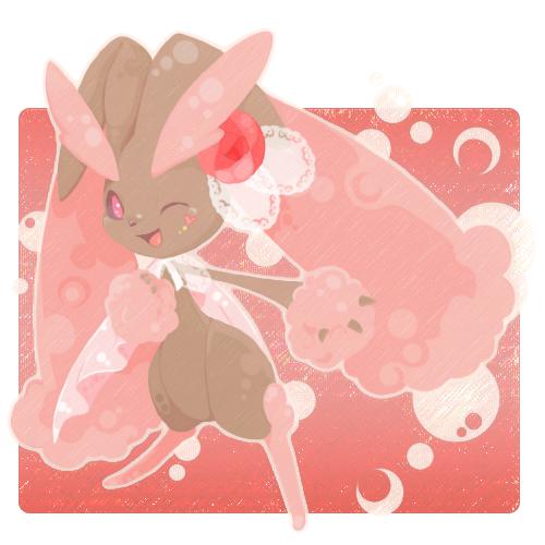桃红色迷迭花-长耳兔方图