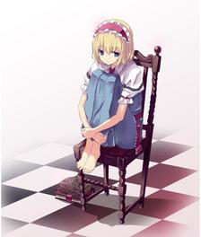 坐在椅子上的爱丽丝插画图片壁纸