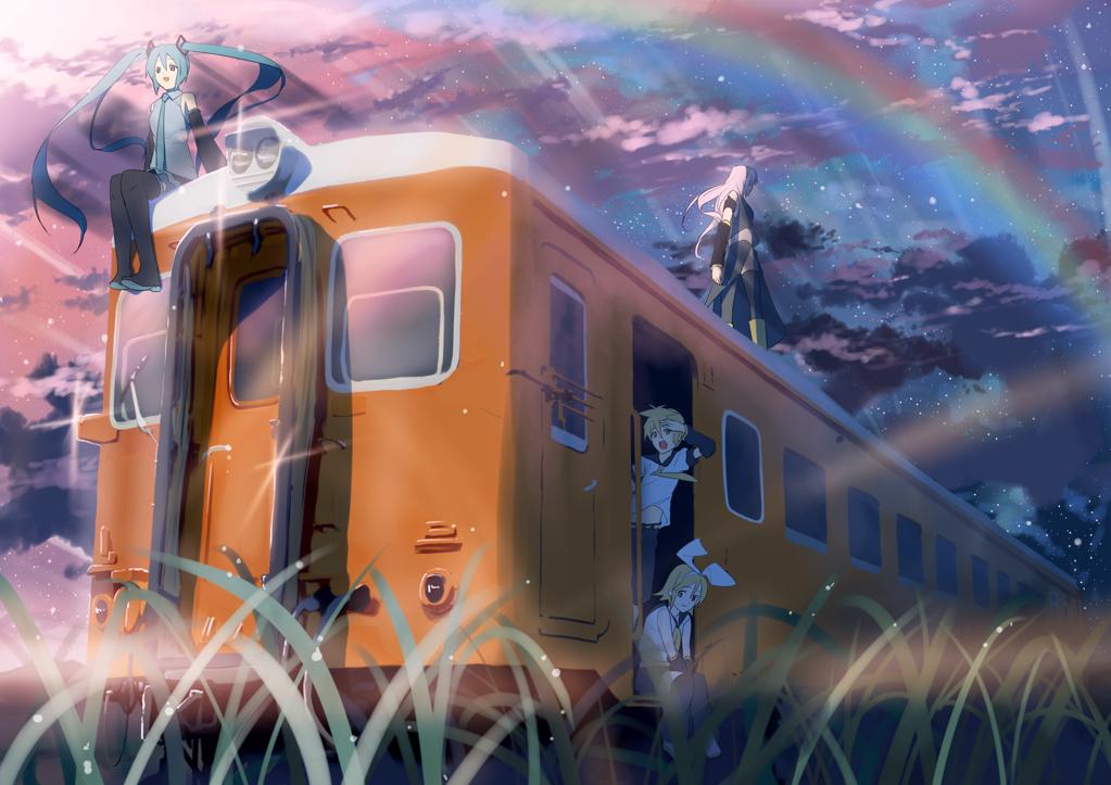 彩虹列车插画图片壁纸