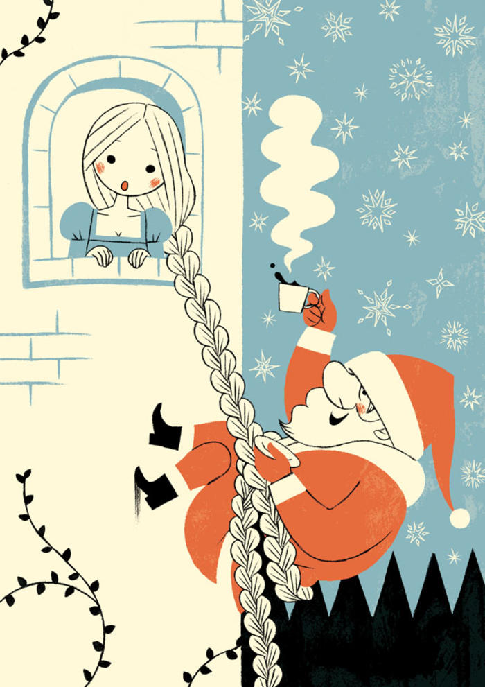 圣诞节的长发公主插画图片壁纸