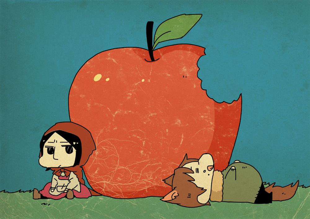 苹果和老板娘插画图片壁纸