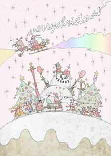 圣诞节贺卡-圣诞节堆雪人插画图片壁纸