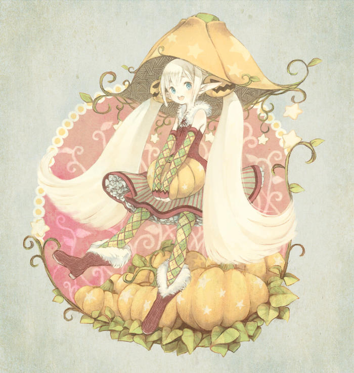 pumpkin girl插画图片壁纸