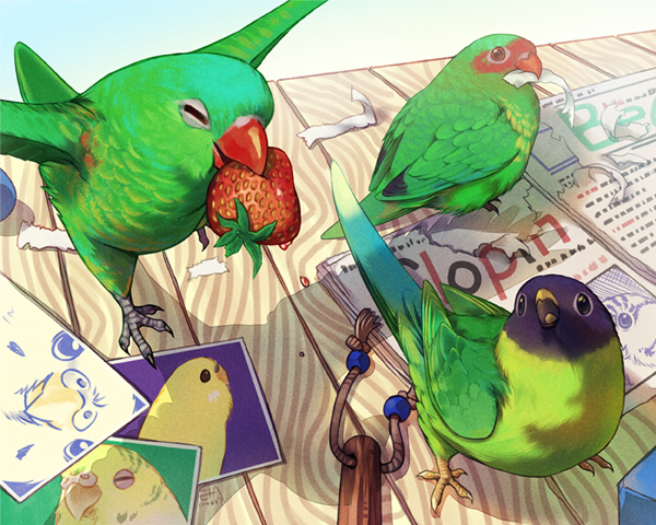＼草莓！／-商业插图鸟