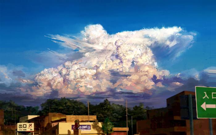 “绝对有拉普达吧”的云插画图片壁纸