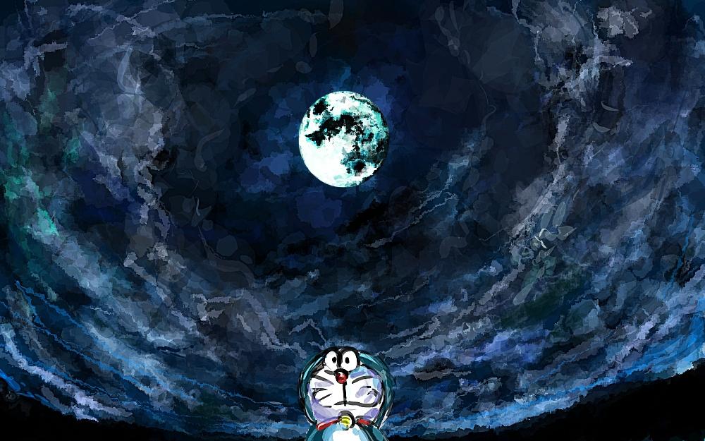 因为月亮很蓝哆啦a梦横图