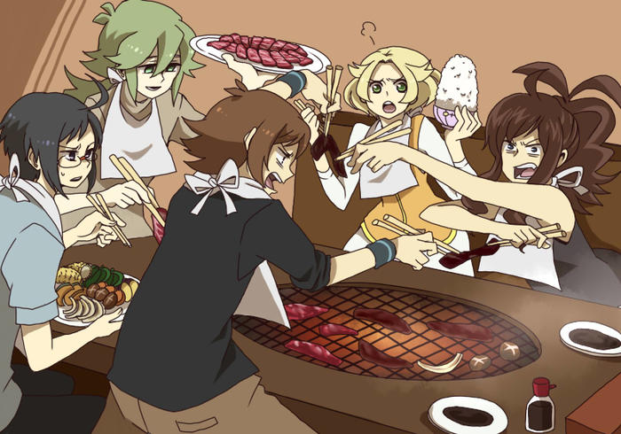 肉食系男女vs烤肉自助餐插画图片壁纸