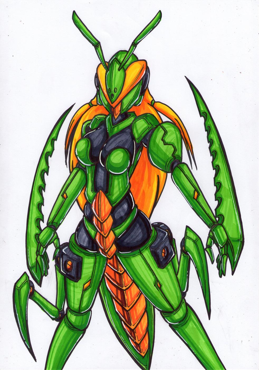 仿生物體裝甲-螳螂插画图片壁纸