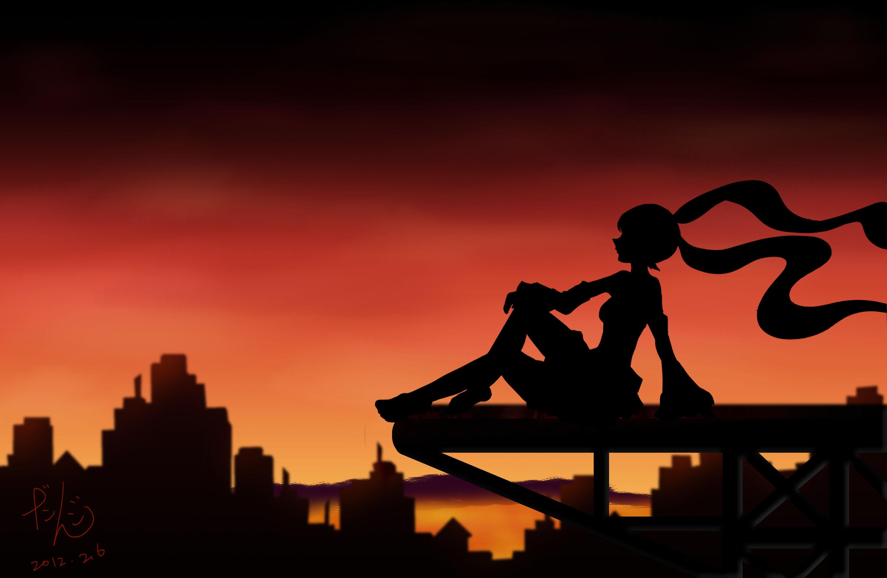 p站画师作品逆光的miku